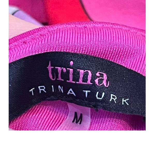 Trina Turk Women Medium Pink/Red Floral Print Short Sleeve Hippie Chic Dress - Picture 2 of 10